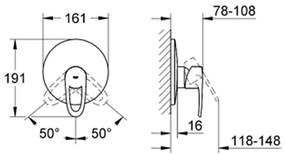 GROHE Europlus - Páková sprchová batéria pod omietku, chróm 19537001