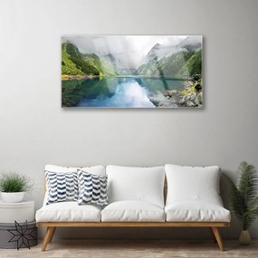 Skleneny obraz Hora jazero príroda 120x60 cm