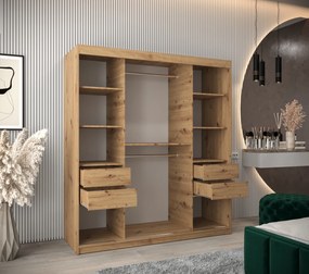 Šatníková skriňa 180 cm Milain (dub artisan). Akcia -20%. Vlastná spoľahlivá doprava až k Vám domov. 1126004