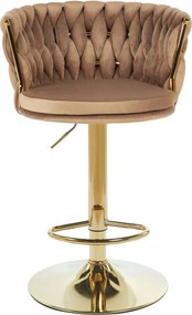 Dekorstudio Barová stolička GLAMOUR TWIST cappuccino (zlatý rám)
