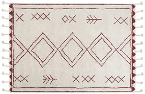 Bavlnený koberec 140 x 200 cm krémová biela/červená KENITRA Beliani