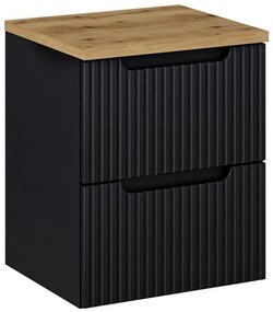 Závěsná skříňka Nova Black I s deskou 50 cm černá/dub evoke