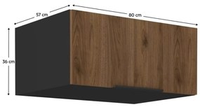 Horná kuchynská skrinka Monzesa 80 NAGU 36 1F (orech okapi + čierna) . Vlastná spoľahlivá doprava až k Vám domov. 1096946
