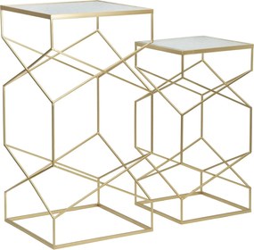Sada 2 ks odkladacích stolíkov Glassy Coppia zlatá