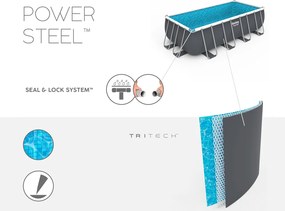 Rámový bazén Power Steel 404x201x100 Sivý 13x6FT BESTWAY + piesková pumpa + rebrík 10in1 56442