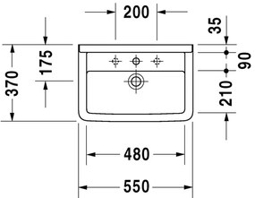 Duravit Starck 3 - Umývadlo Compact 550x370 mm, 1 otvor pre batériu prepichnutý, biela 0301550000