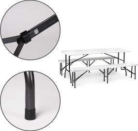 Biela sada cateringového banketového stola 180 cm + 2 lavice