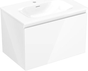 Mexen Orio, kúpeľňová skrinka 70 cm s umývadlom Vela, 1 zásuvka, biela lesklá, 91A10-07047-1-BF00-W23M00