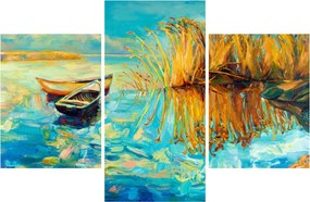 Obraz - Jazero s loďkami (90x60 cm)