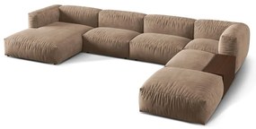 Svetlohnedá zamatová modulárna rohová pohovka (pravý roh/do tvaru "U") Martina – Micadoni