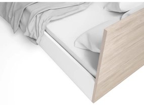 Biela/prírodná dvojlôžková posteľ v dekore duba s úložným priestorom 140x190 cm Sahara - Marckeric