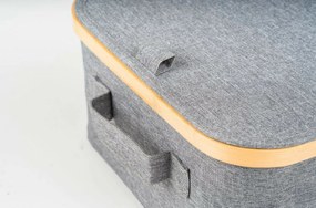 Úložný box G21 30 x 15 x 15 cm, bambusový s vekom, sivý