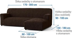 Bielastické poťahy COSTINA tabaková sedačka s otomanom vpravo (š. 170 - 300 cm)