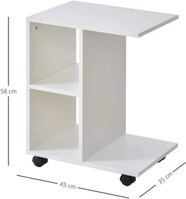 ModernHome Biely stolík na kolieskach - organizér
