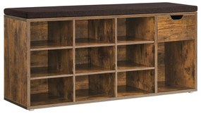 Botník s lavicou, 10 priehradiek a šuplík, 48x104x30cm