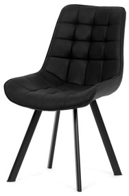 Židle jídelní HC-V3066 BK3, černá látka v dekoru broušené kůže, nohy černý kov