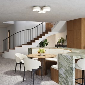 Stropné svietidlo Omiq, 1x béžové kovové tienidlo, (biely plast), (fi 30 cm)