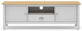 Biely/prírodný TV stolík z borovicového dreva 158x53 cm Misti – Marckeric