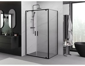 Mexen Exo, sprchovací kút s krídlovými dverami 70 x 90 cm, 6mm číre sklo, čierny profil, 8182-070-090-70-00