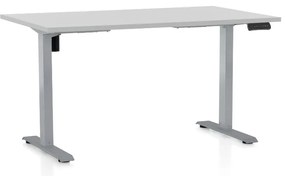 Výškovo nastaviteľný stôl OfficeTech B, 140 x 80 cm, sivá podnož, svetlo sivá