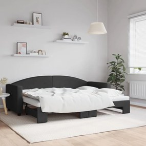 Denná posteľ s rozkladacou posteľou čierna 80x200 cm látka 3197185