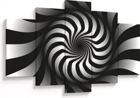 Abstraktný obraz čiernobiele špirály (150x105 cm)