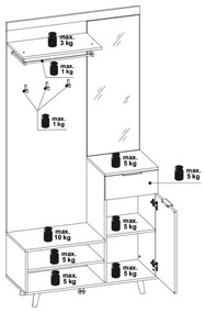 Predsieňová stena SVEN so zrkadlom, hnedá/biela
