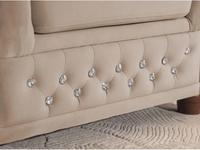 Béžová zamatová rozkladacia rohová pohovka (ľavý roh/do L) York Blik – Ropez