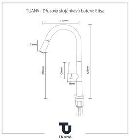 Tuana Elisa, drezová stojanková batéria, chrómová, CER-TU-428182