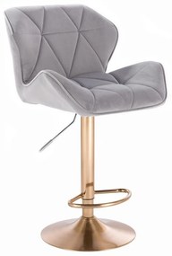 LuxuryForm Barová stolička MILANO VELUR na zlatom tanieri - svetlo šedá