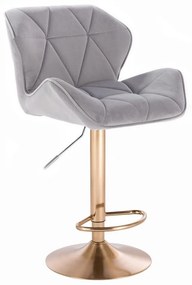 LuxuryForm DESIGN Barová stolička MILANO VELUR na zlatom tanieri - svetlo šedá