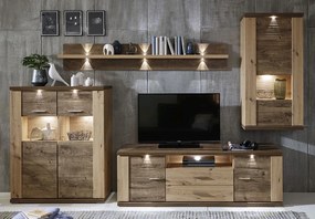 Obývacia stena Grande, dub artisan / dub Ribbeck, s osvetlením