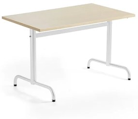 Stôl PLURAL, 1200x800x720 mm, HPL - breza, biela