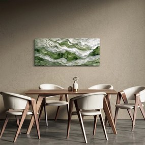 Obraz - Zelenobiele vlnky (120x50 cm)