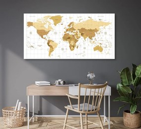 Obraz na korku béžová mapa sveta na svetlom pozadí