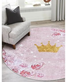 JUNIOR 51549.802 umývací okrúhly koberec koruna pre deti protišmykový - ružová Veľkosť: kruh 100 cm