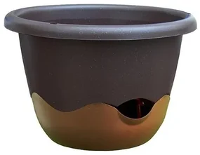 Samozavlažovací kvetináč Mareta 25 hnedá, závesný, Plastia, pr. 25 cm