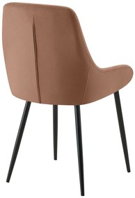 Jedálenská stolička Elmira - zamat, čierny rám - Hnedá