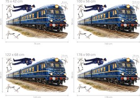 Vlak The blue train textilné prelepovacie nálepky na stenu arch 75 x 42 cm
