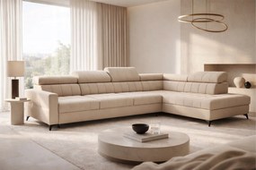 Rozkladacia rohová sedacia súprava Nardo Maxi pravá - béžový plyš Pretty 03