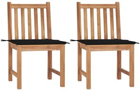 Záhradné stoličky 2 ks s podložkami tíkový masív 3062923