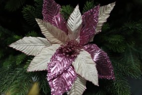 Ružová dvojfarebná vianočná ruža 28cm