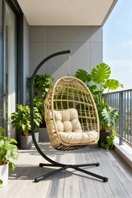 Skládací závěsné houpací křeslo Houseland Chloe pískové