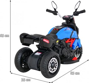 Ramiz Rýchla turistická motorka na batérie pre deti Modrá + Audio + Svetlá + Eko koža