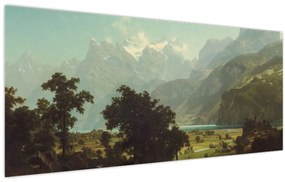 Obraz - Albert Bierstadt, Lake Lucerne, reprodukcia (120x50 cm)
