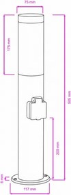 BRILAGI - Vonkajšie svietidlo so zásuvkou ELIA 1xE27/20W/230V IP44 50 cm antracit