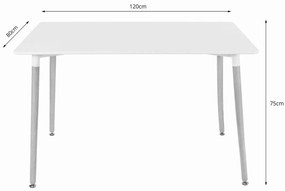Obdĺžnikový drevený jedálenský stôl 120cm x 80cm - biely