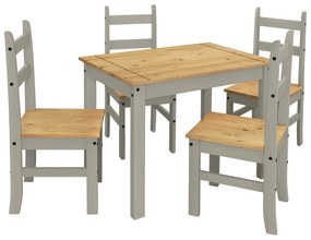 Stôl + 4 stoličky CORONA 3 vosk/sivá