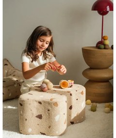 Svetlohnedý detský puf z textílie buklé/ženilkový Terrazzo Cloud – Wigiwama