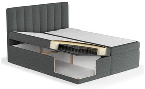 Tmavosivá boxspring posteľ s úložným priestorom 160x200 cm Novento – Maison de Rêve